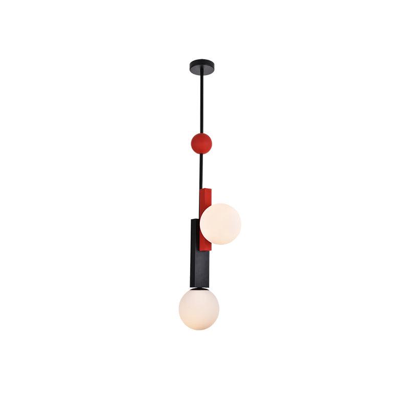 Veveny geometrisk pendellampa med dubbla glober och linjära stänger