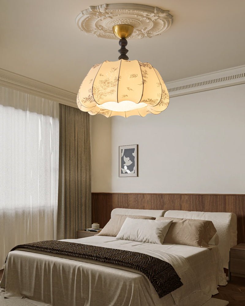 Fleurina Premium nordisk kunstlampe i træ og stof til loftet