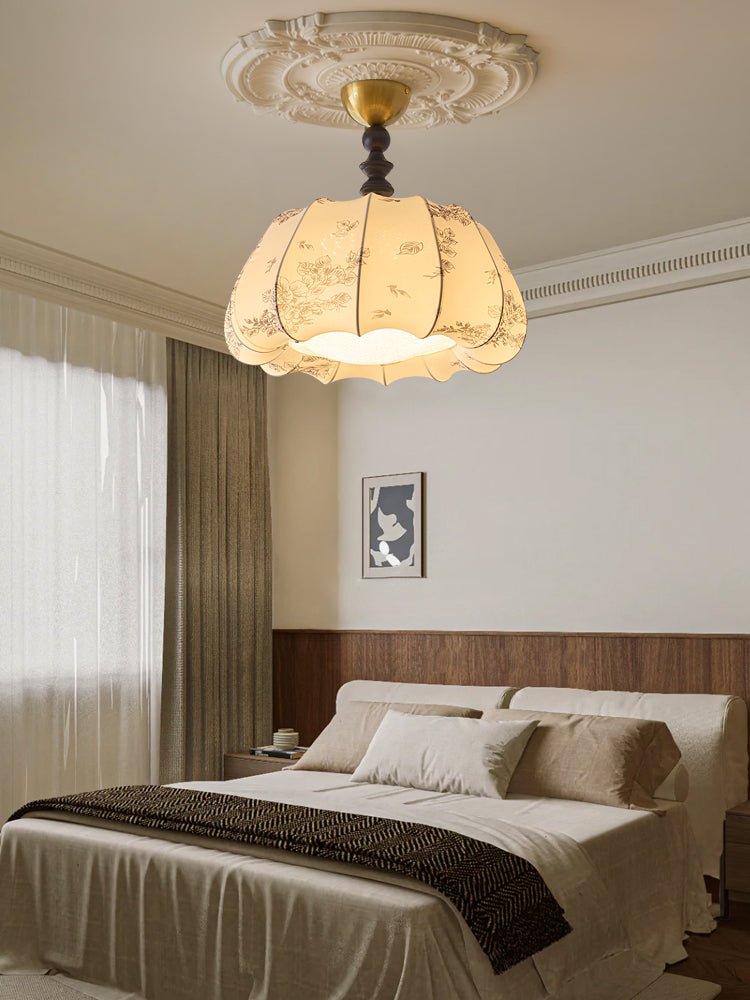 Fleurina Premium nordisk kunstlampe i træ og stof til loftet