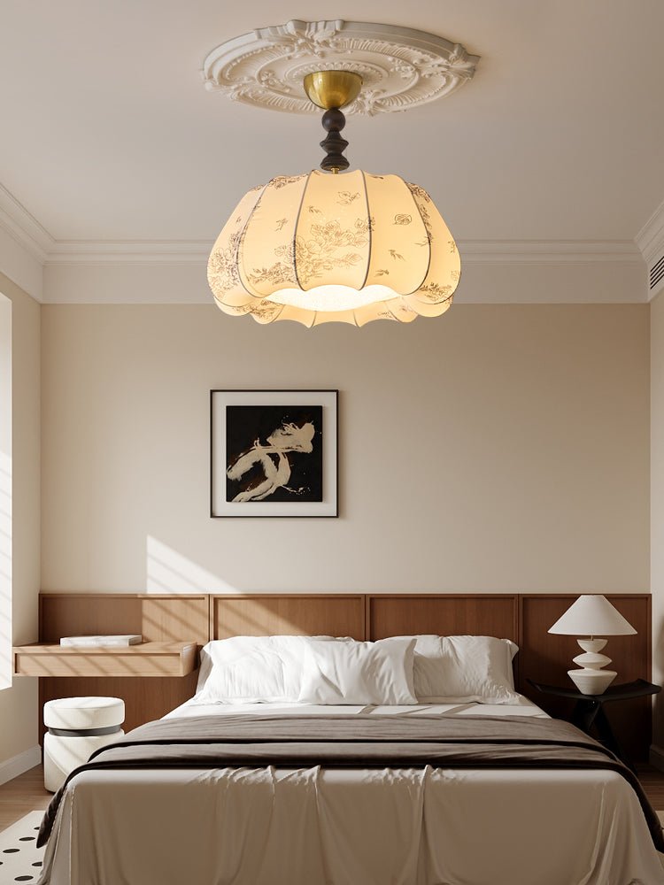 Fleurina Premium nordisk kunstlampe i træ og stof til loftet