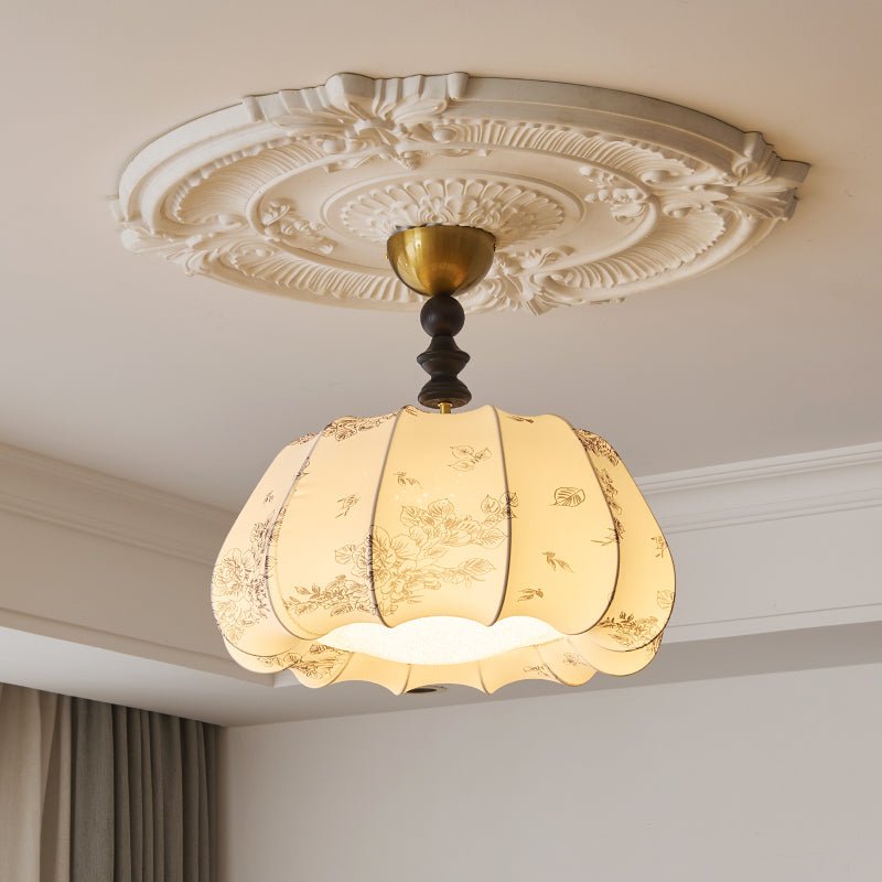 Fleurina Premium nordisk kunstlampe i træ og stof til loftet