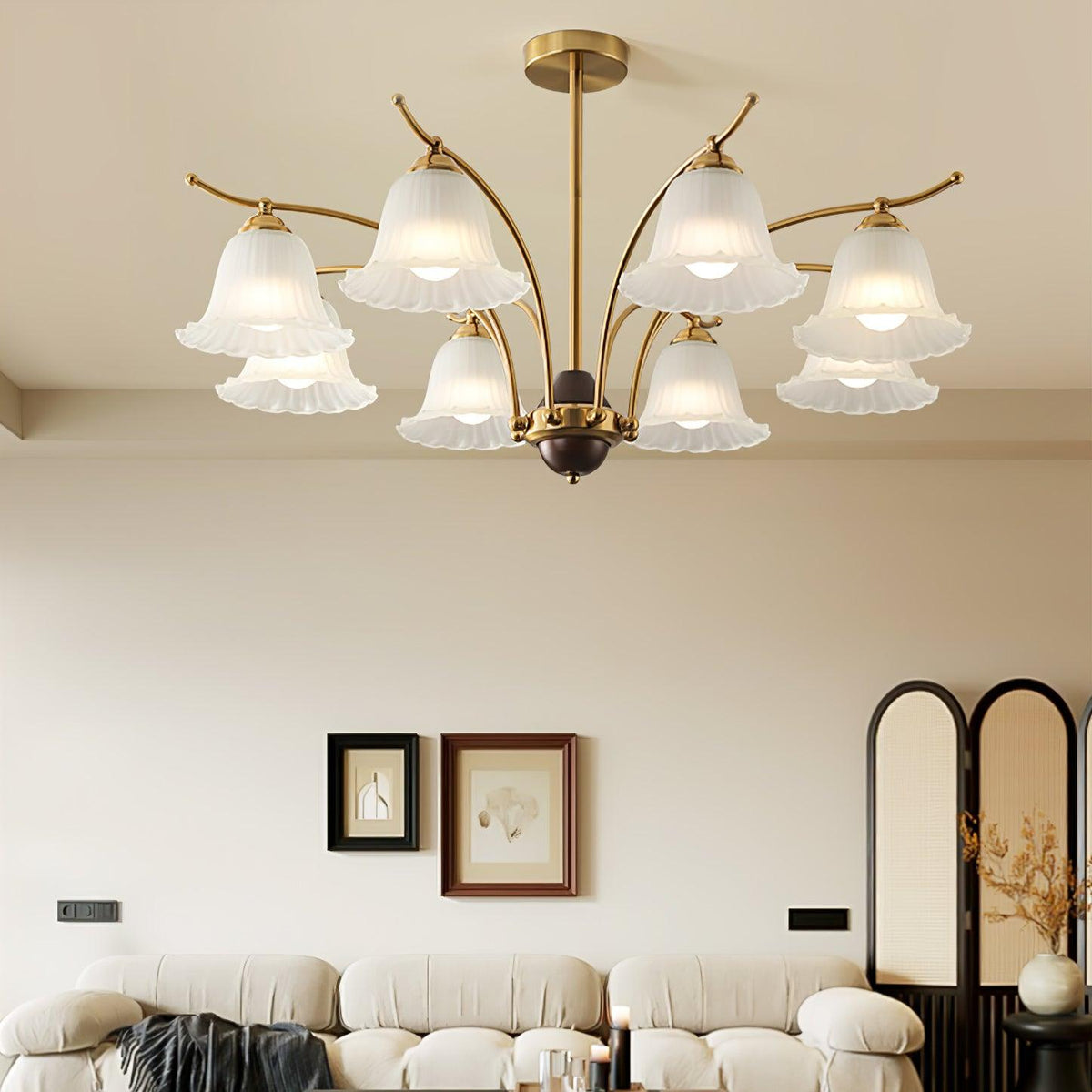 Candelabro clássico de latão e alabastro Ohel