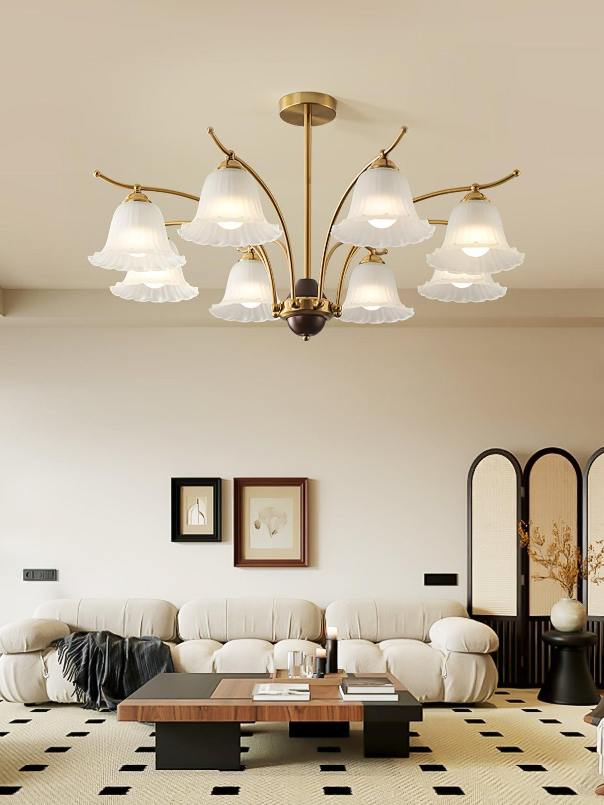Candelabro clássico de latão e alabastro Ohel