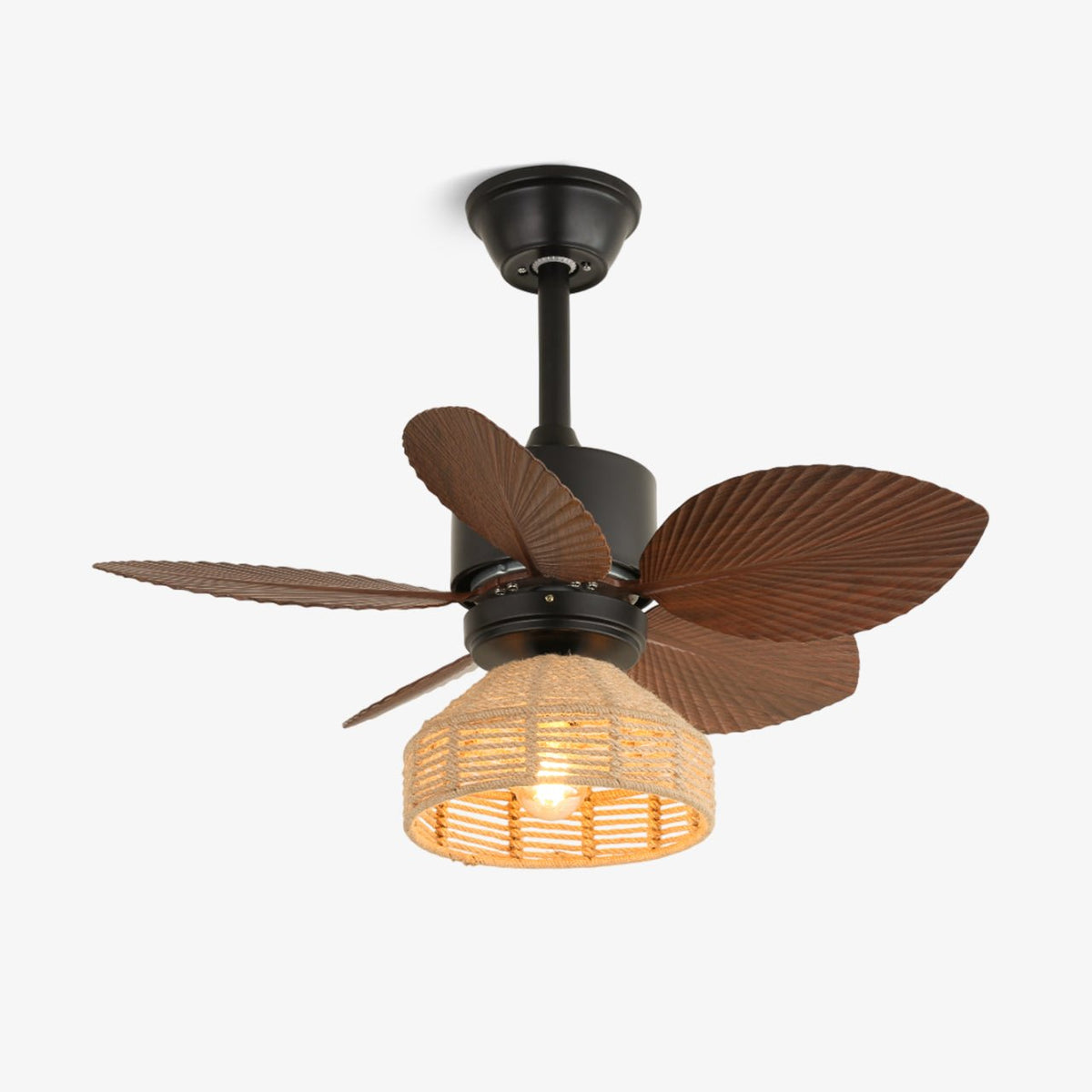 Rivora tropisk loftventilator med rattanlampe