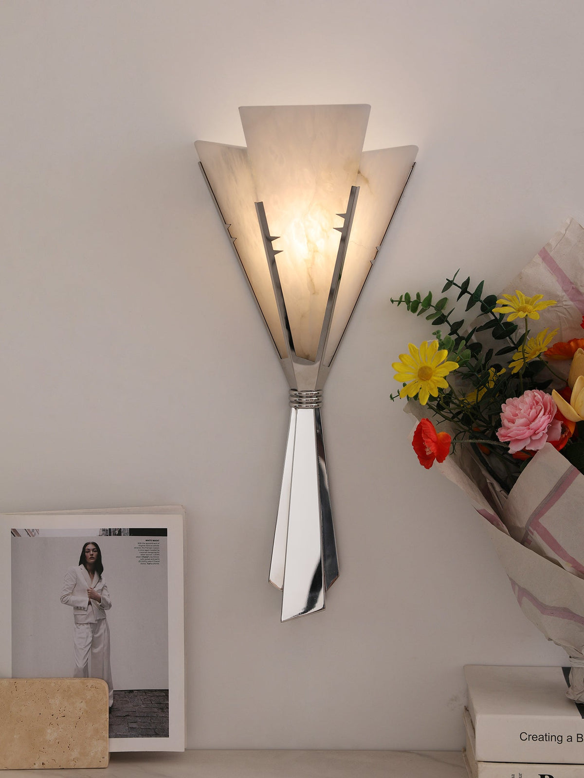 Aura vägglampa med alabaster och fläkt