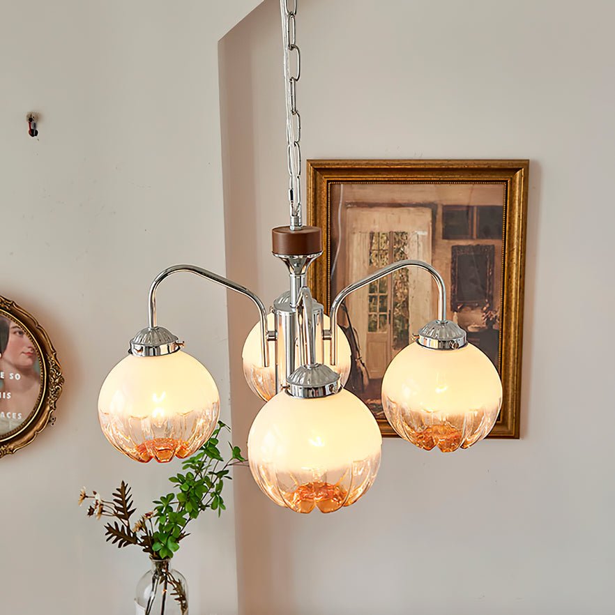 Lustre de vidro e nogueira, nórdico, artístico e com flores Ulliria