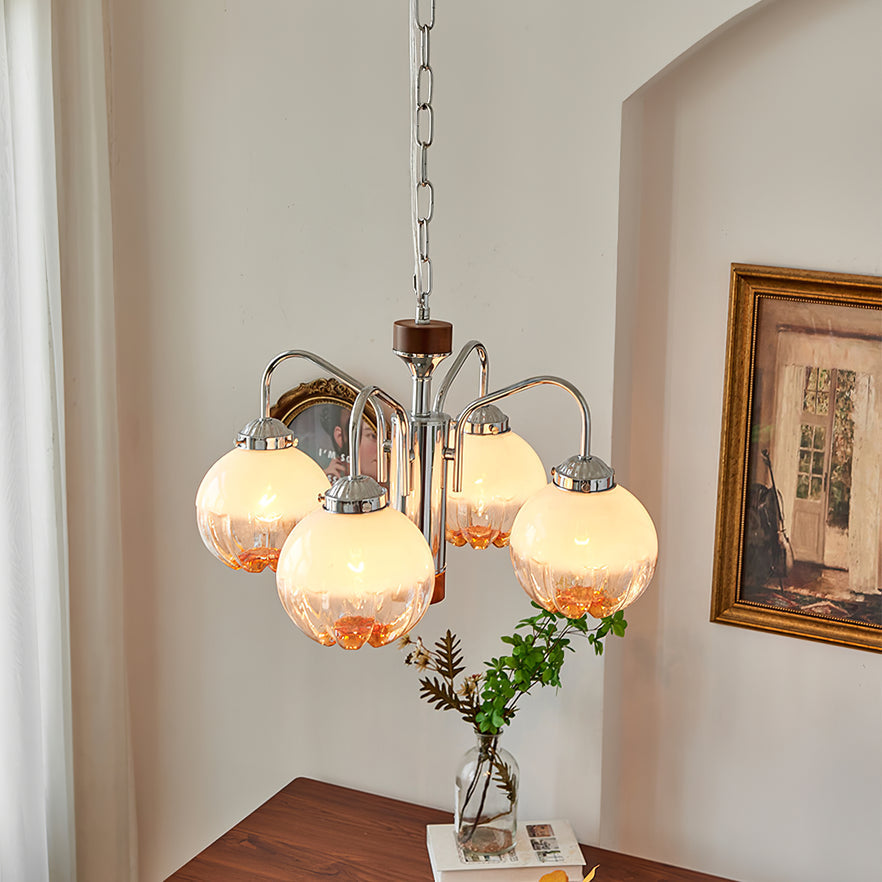 Lustre de vidro e nogueira, nórdico, artístico e com flores Ulliria