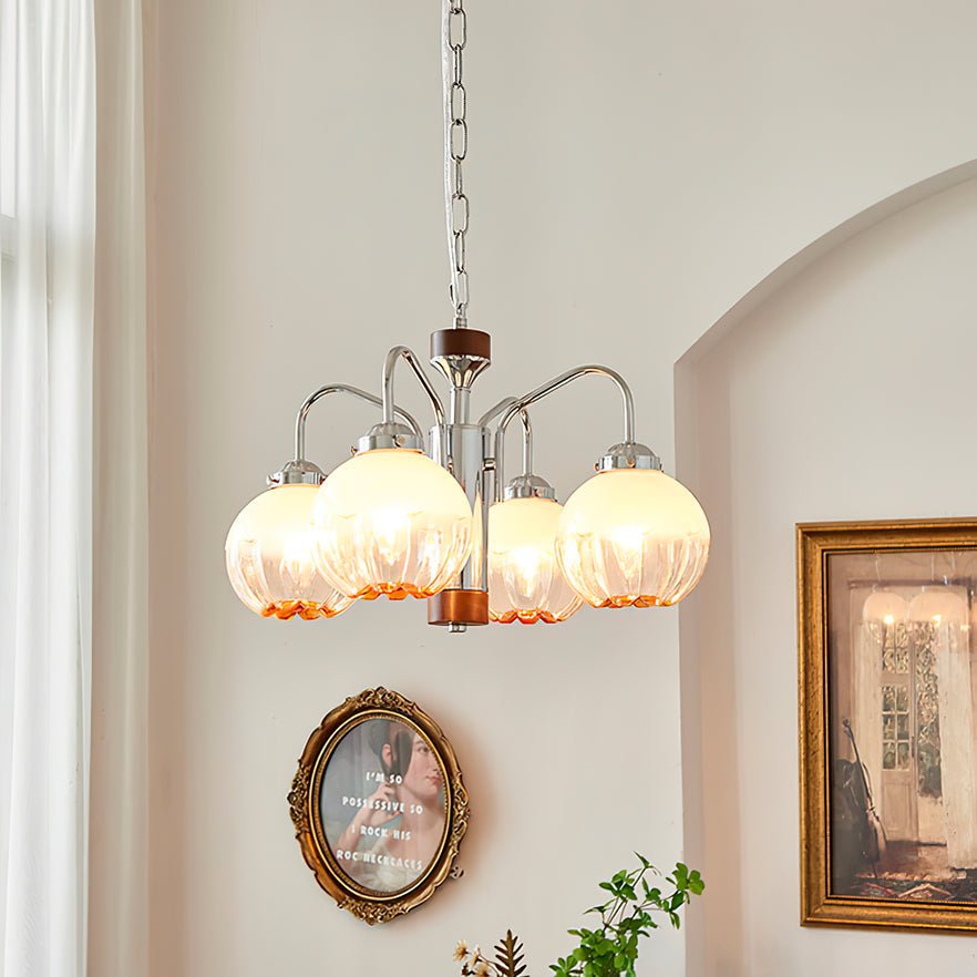 Lustre de vidro e nogueira, nórdico, artístico e com flores Ulliria