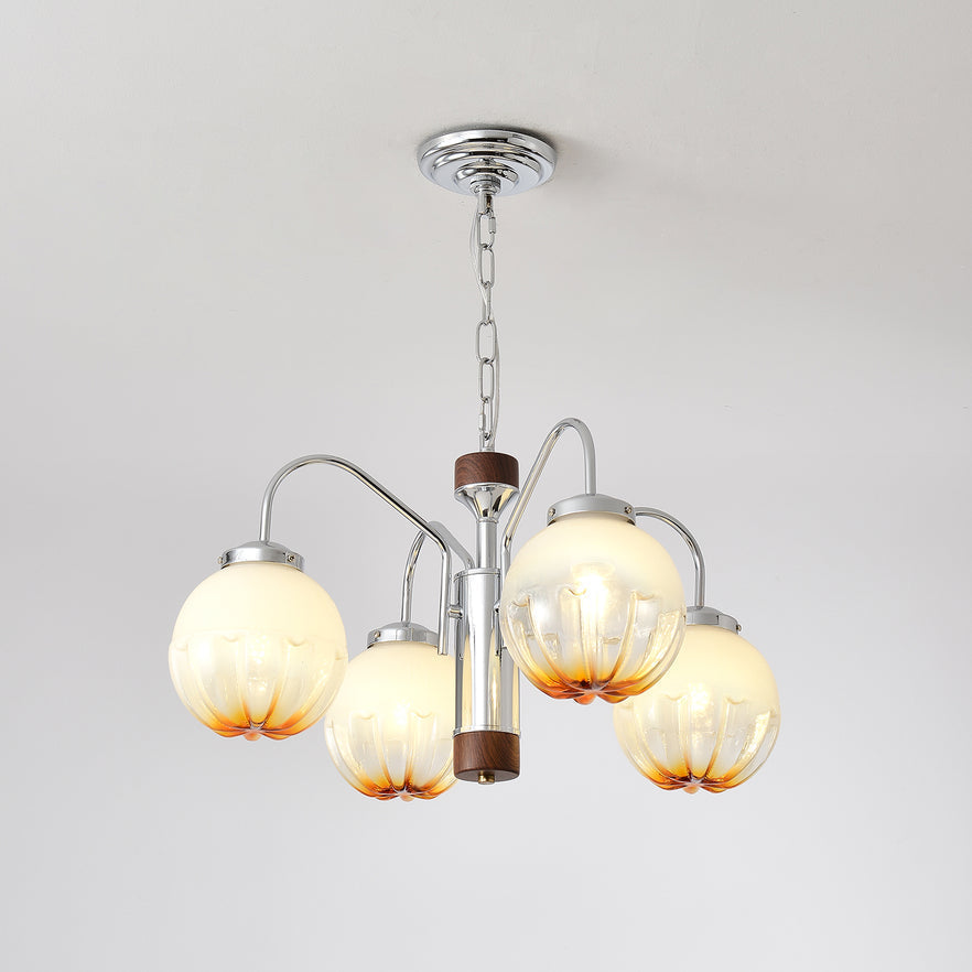 Lustre de vidro e nogueira, nórdico, artístico e com flores Ulliria