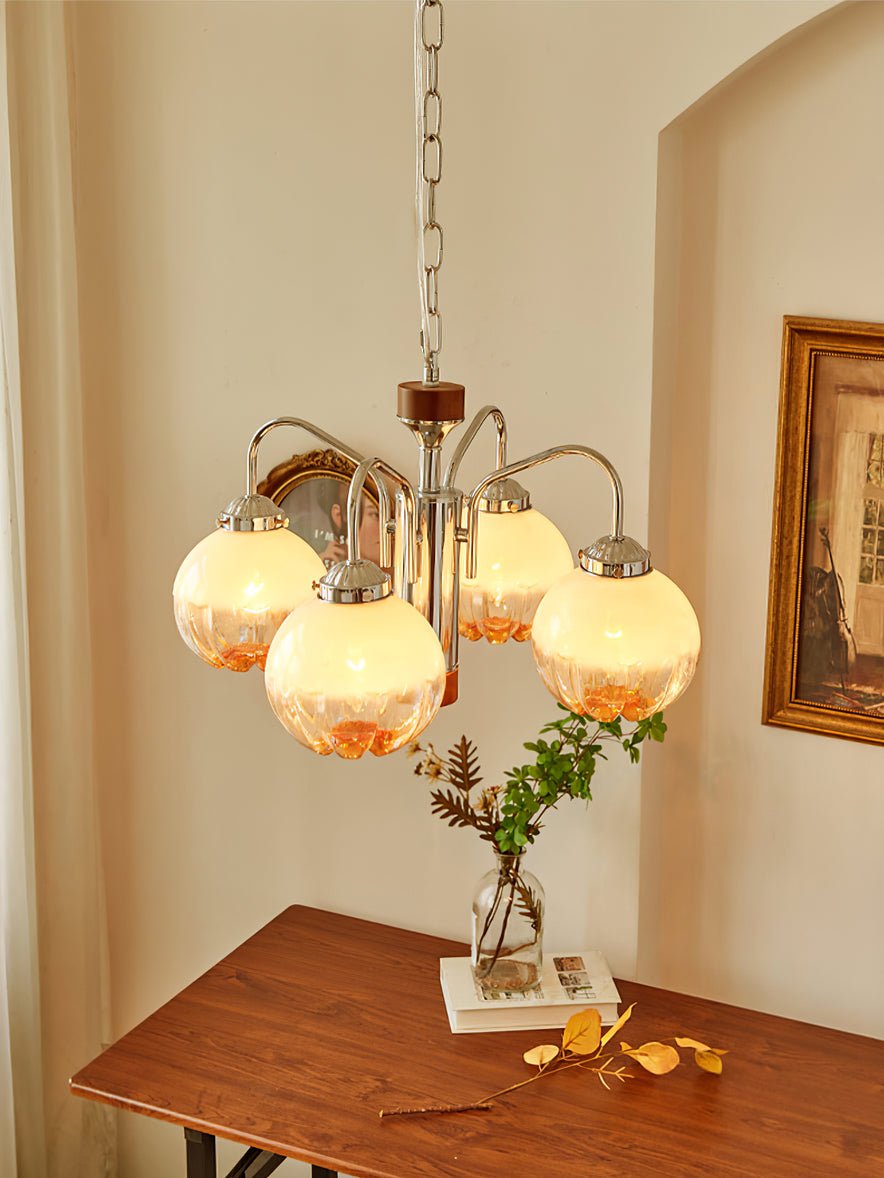 Lustre de vidro e nogueira, nórdico, artístico e com flores Ulliria