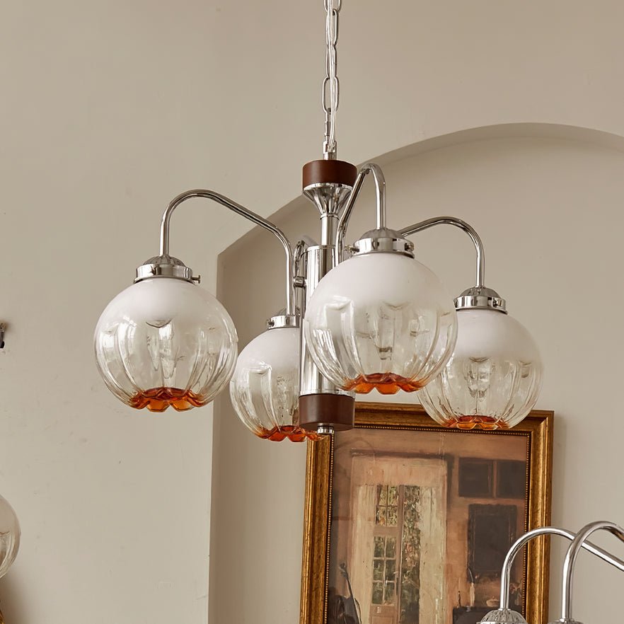 Lustre de vidro e nogueira, nórdico, artístico e com flores Ulliria