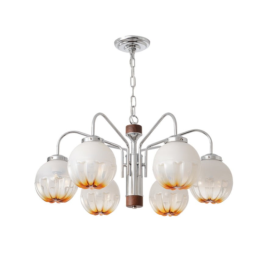 Lustre de vidro e nogueira, nórdico, artístico e com flores Ulliria