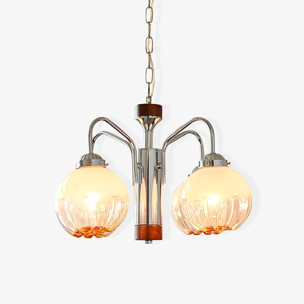 Lustre de vidro e nogueira, nórdico, artístico e com flores Ulliria