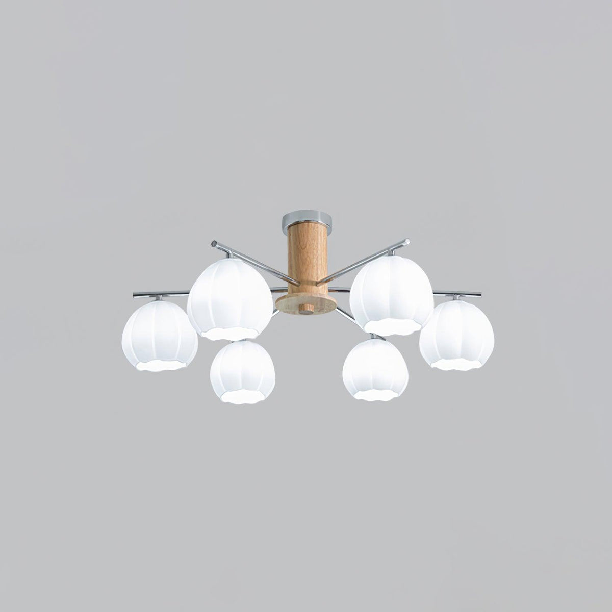 Ezoror-pohjoismainen taidetyylinen lasikattolamppu kukkanupuilla