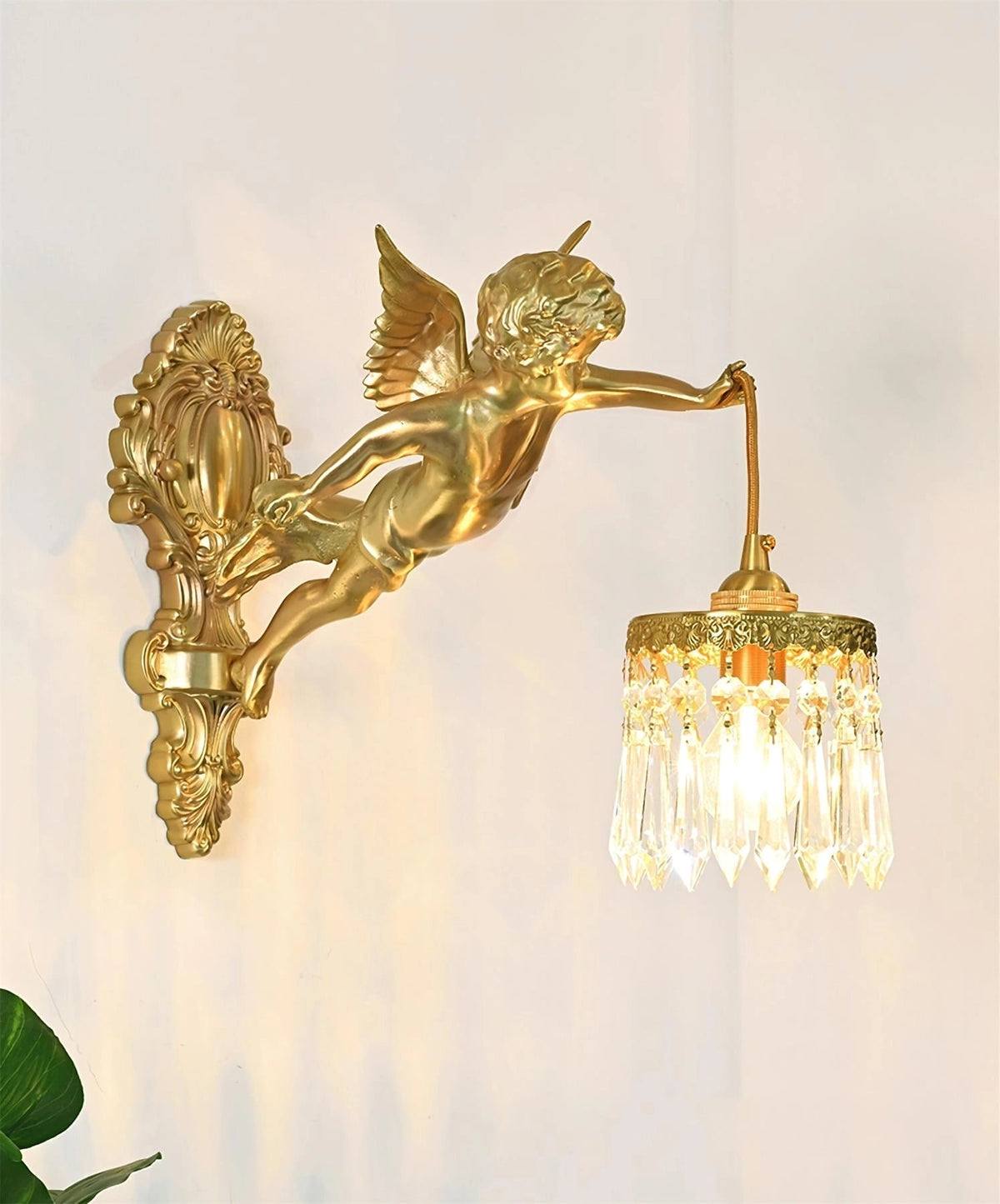 Bex vägglampa i glas med flygande ängel