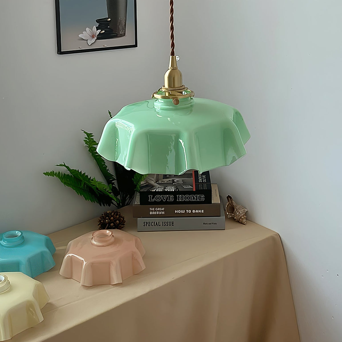 Civen Farmhouse Ruffled Pendant Light