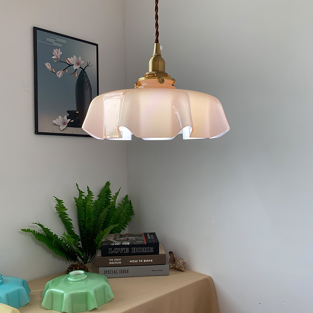 Civen Farmhouse Ruffled Pendant Light