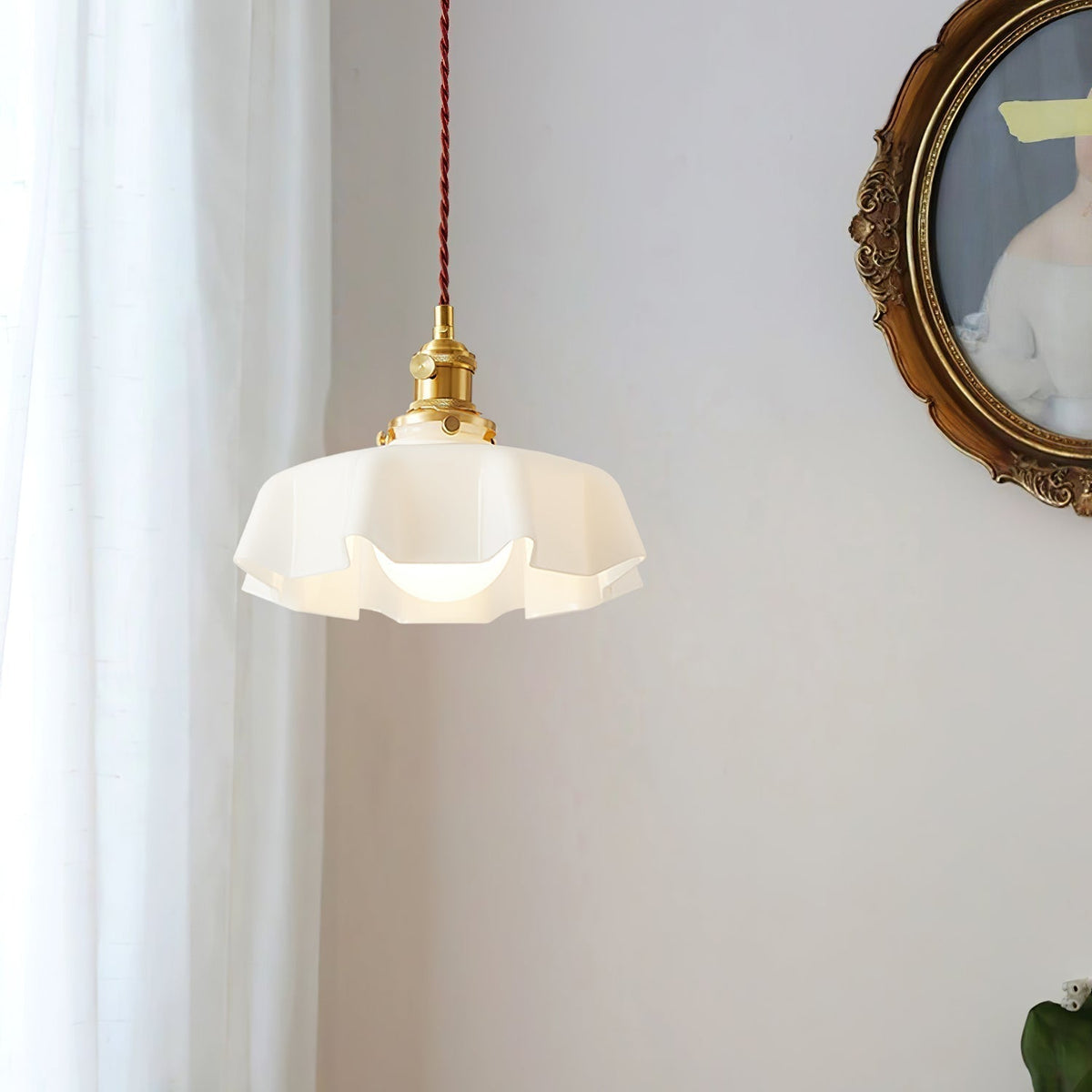 Civen Farmhouse Ruffled Pendant Light
