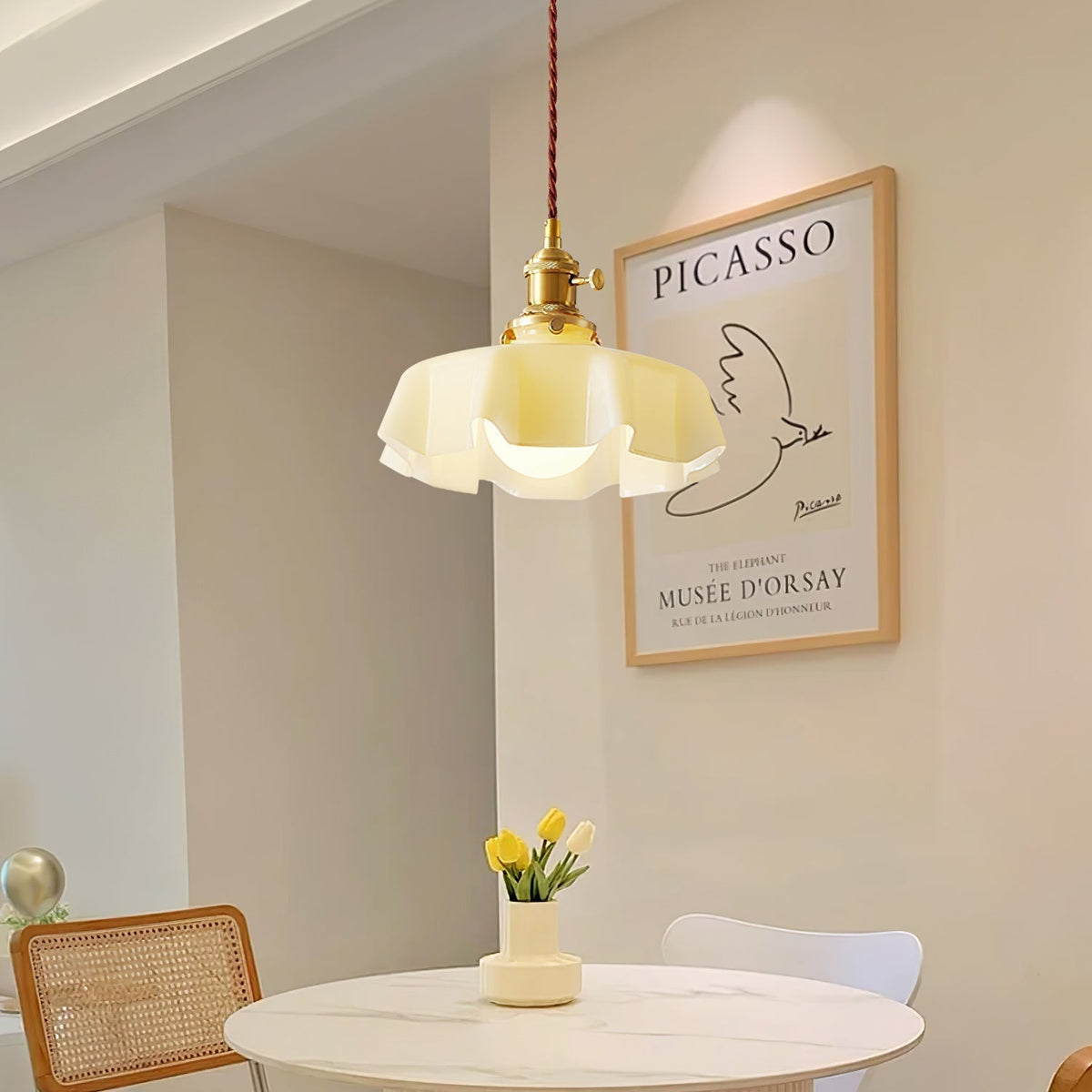 Civen Farmhouse Ruffled Pendant Light
