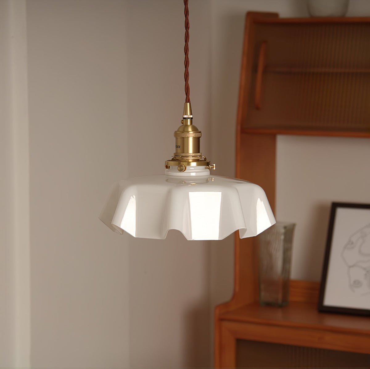 Civen Farmhouse Ruffled Pendant Light