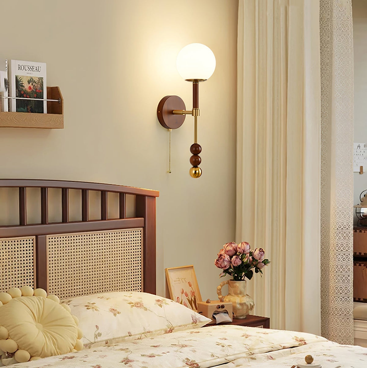 Candeeiro de parede em madeira Roma Elegance Hilda