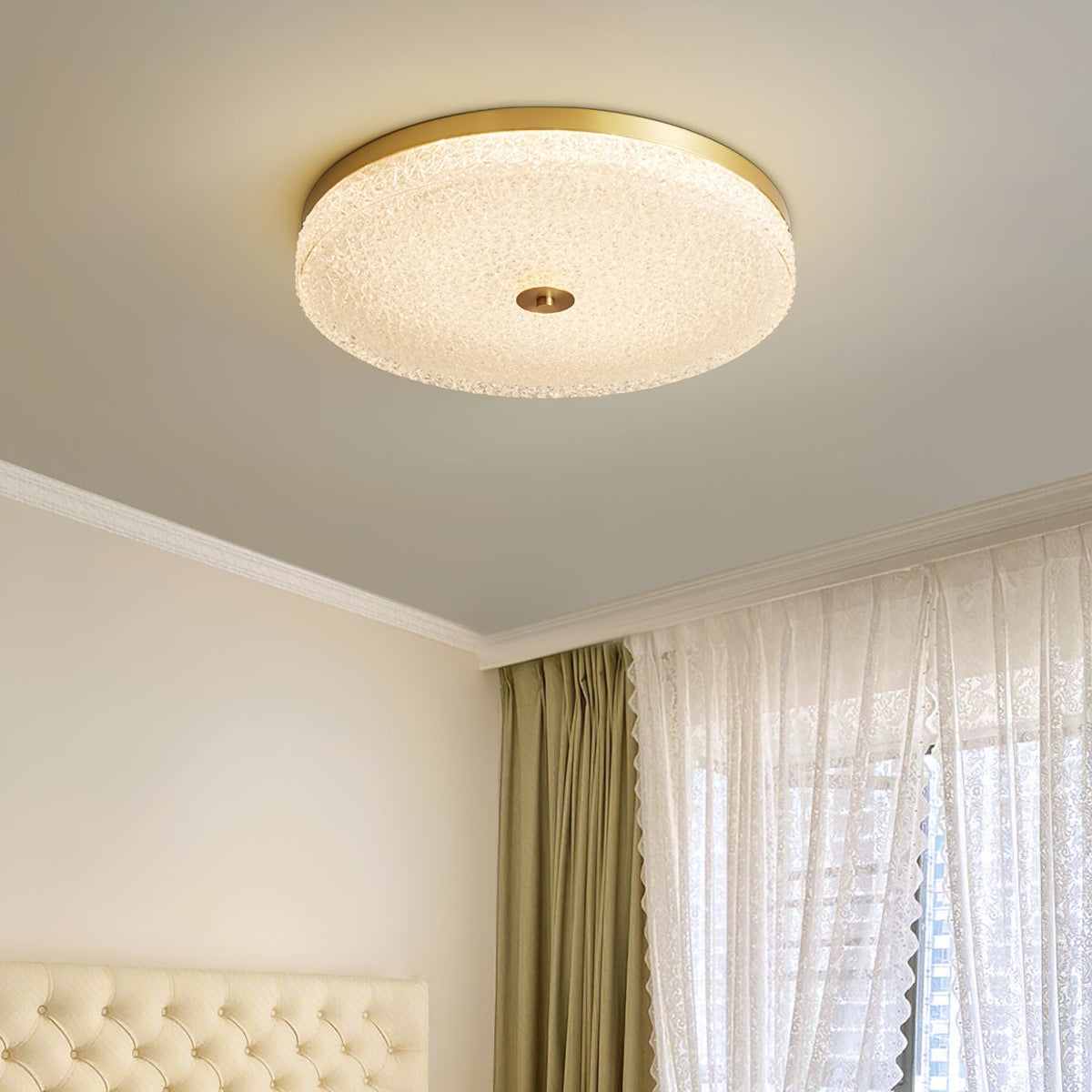 Candeeiro de teto Celuelle em vidro fosco texturado, minimalista e elegante