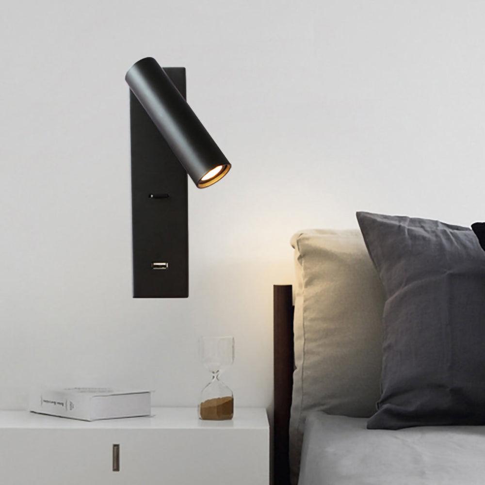 Sothis-moderni minimalistinen musta USB-seinävalaisin vuoteen viereen