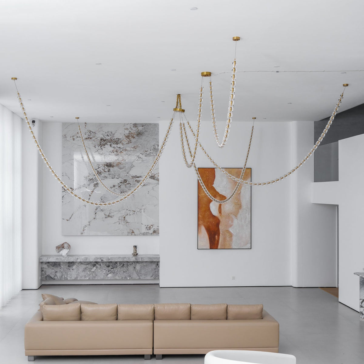 Candeeiro de teto de cristal dourado Nexus