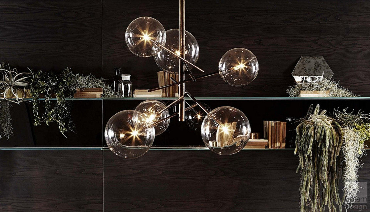 Aveno LED-ljósakróna úr glæru kristalgleri