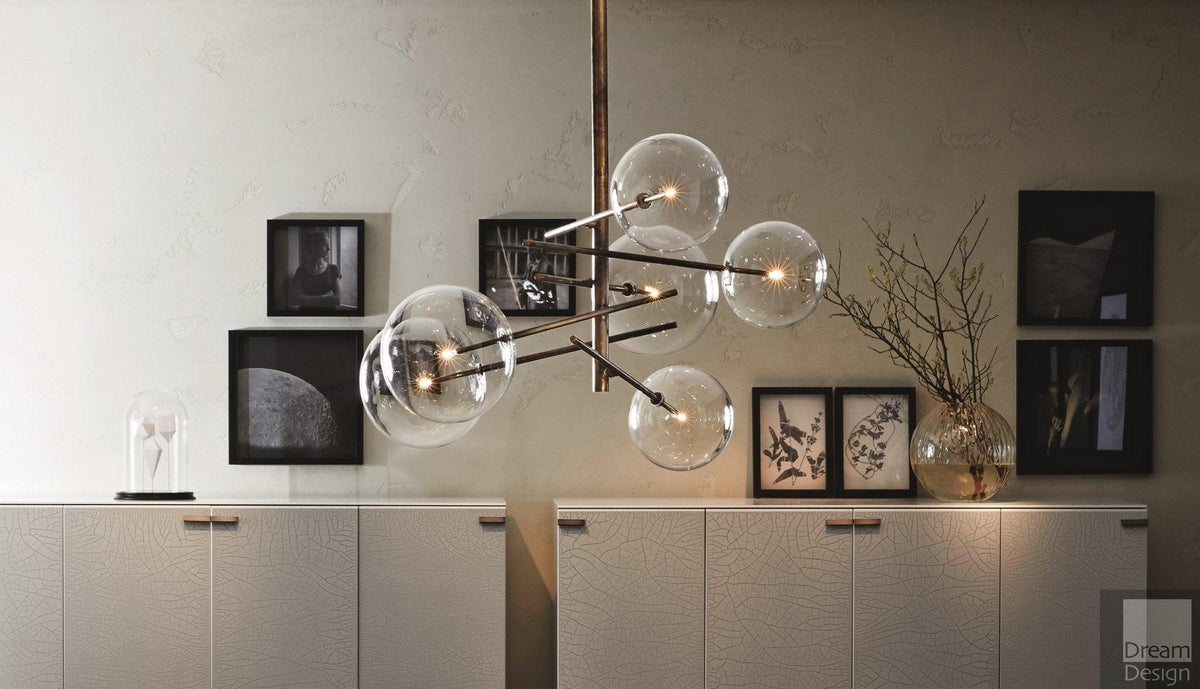 Aveno LED-ljósakróna úr glæru kristalgleri