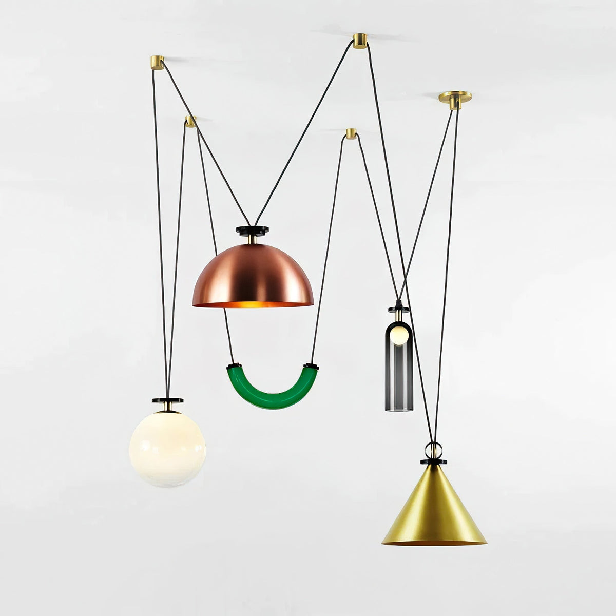Candeeiro de teto Cirorira com forma geométrica artística