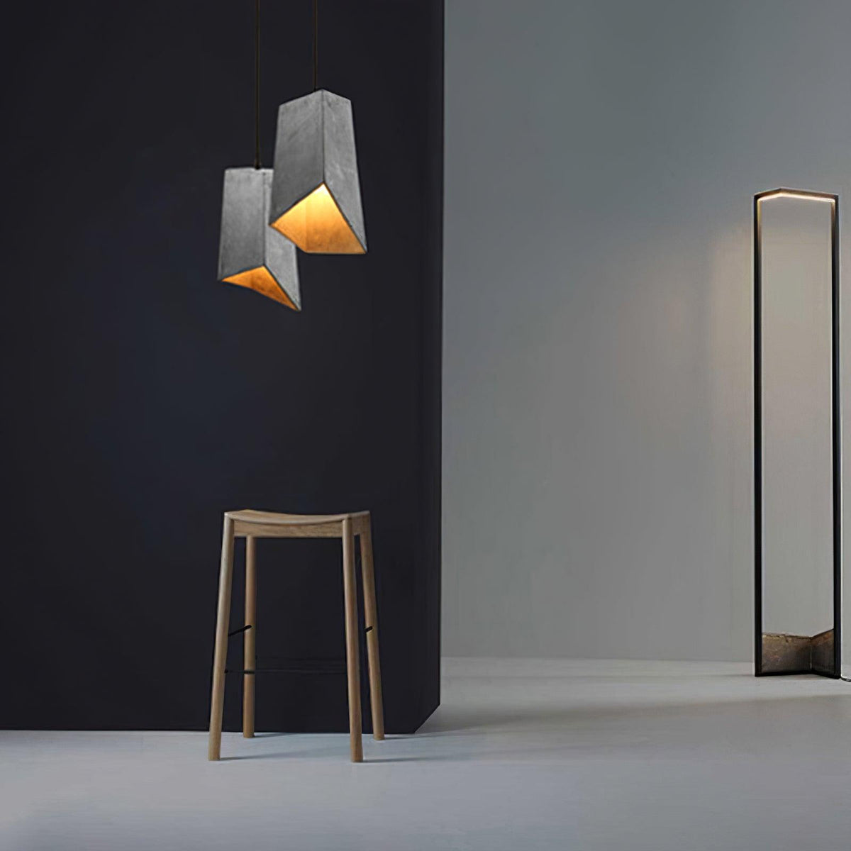 Candeeiro suspenso industrial Geo em cimento