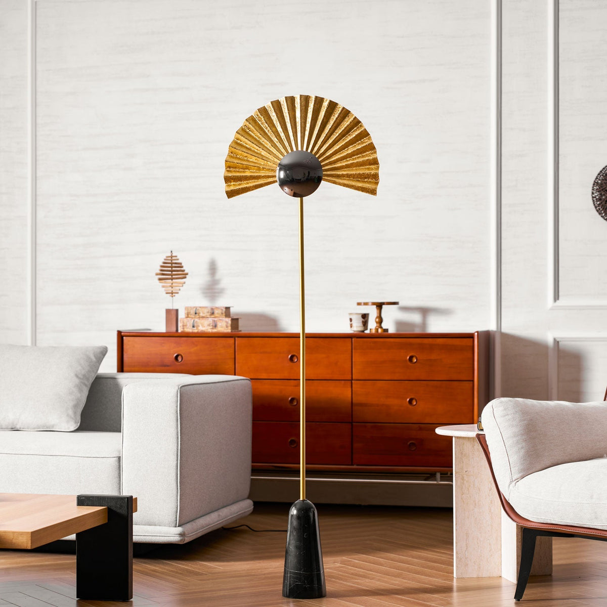 Candeeiro de pé Solvaar Gilded Fan