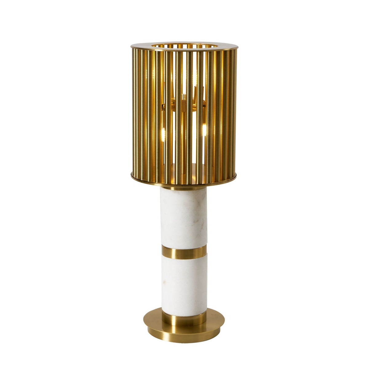 Elios Forgyldt bordlampe med burdesign