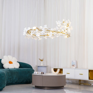 Olivia Modern Design LED Pendellampa Metall Guld Gingko Keramik Vardagsrum/Matsal/Sovrum