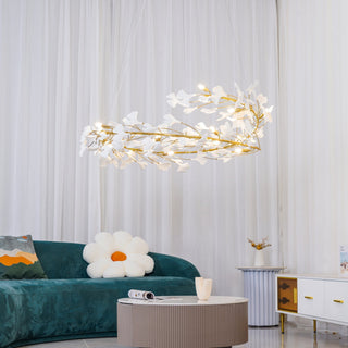 Olivia Modern Design LED Pendellampa Metall Guld Gingko Keramik Vardagsrum/Matsal/Sovrum