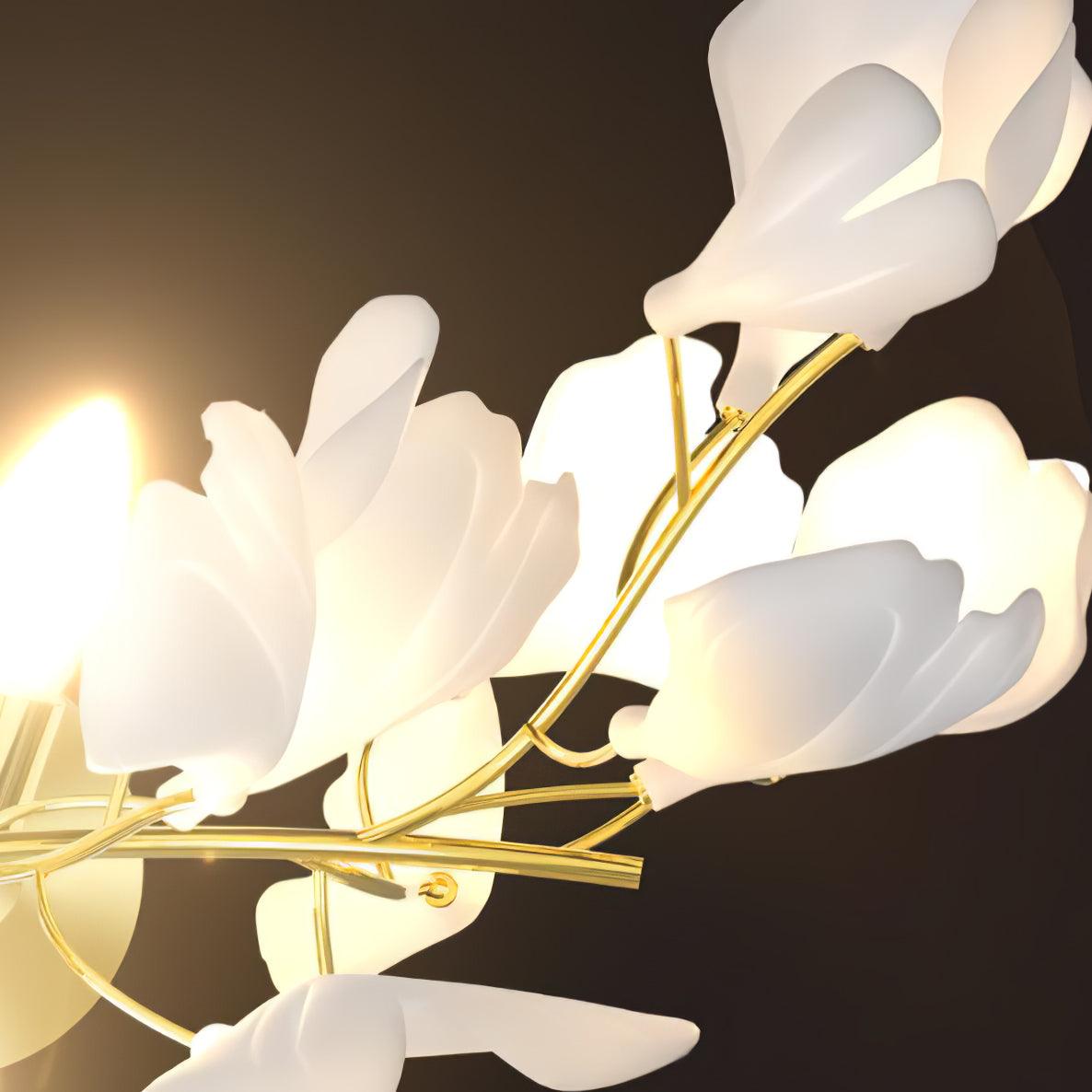 Candeeiro de parede Solivaya flores de ginkgo em latão