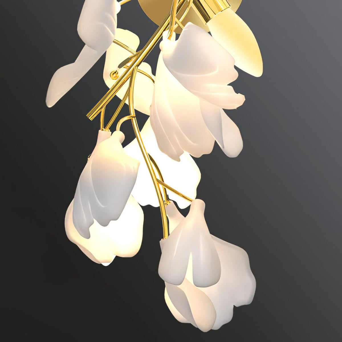 Candeeiro de parede Solivaya flores de ginkgo em latão