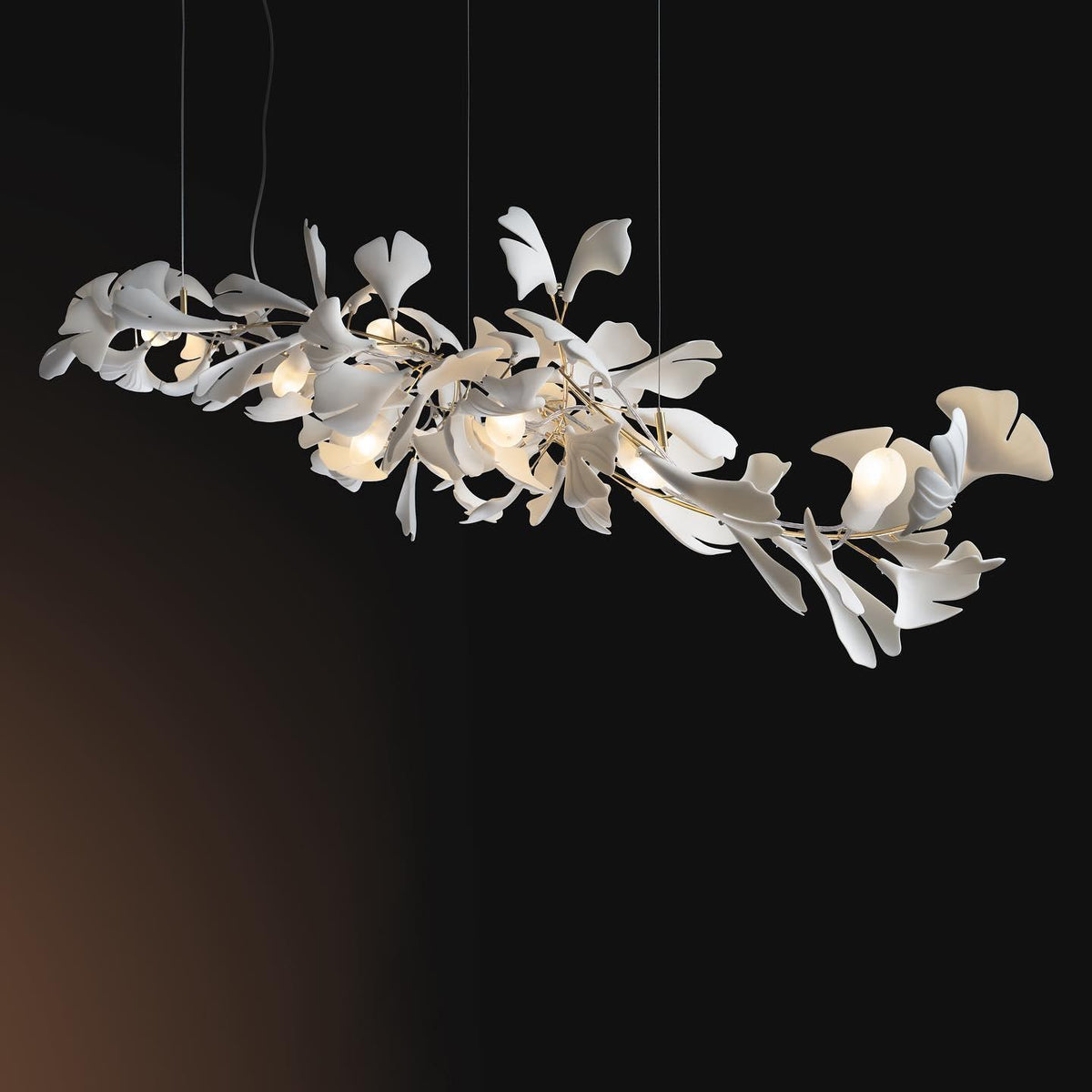 Candeeiro de teto Ceroraine Gingko A em porcelana, LED moderno
