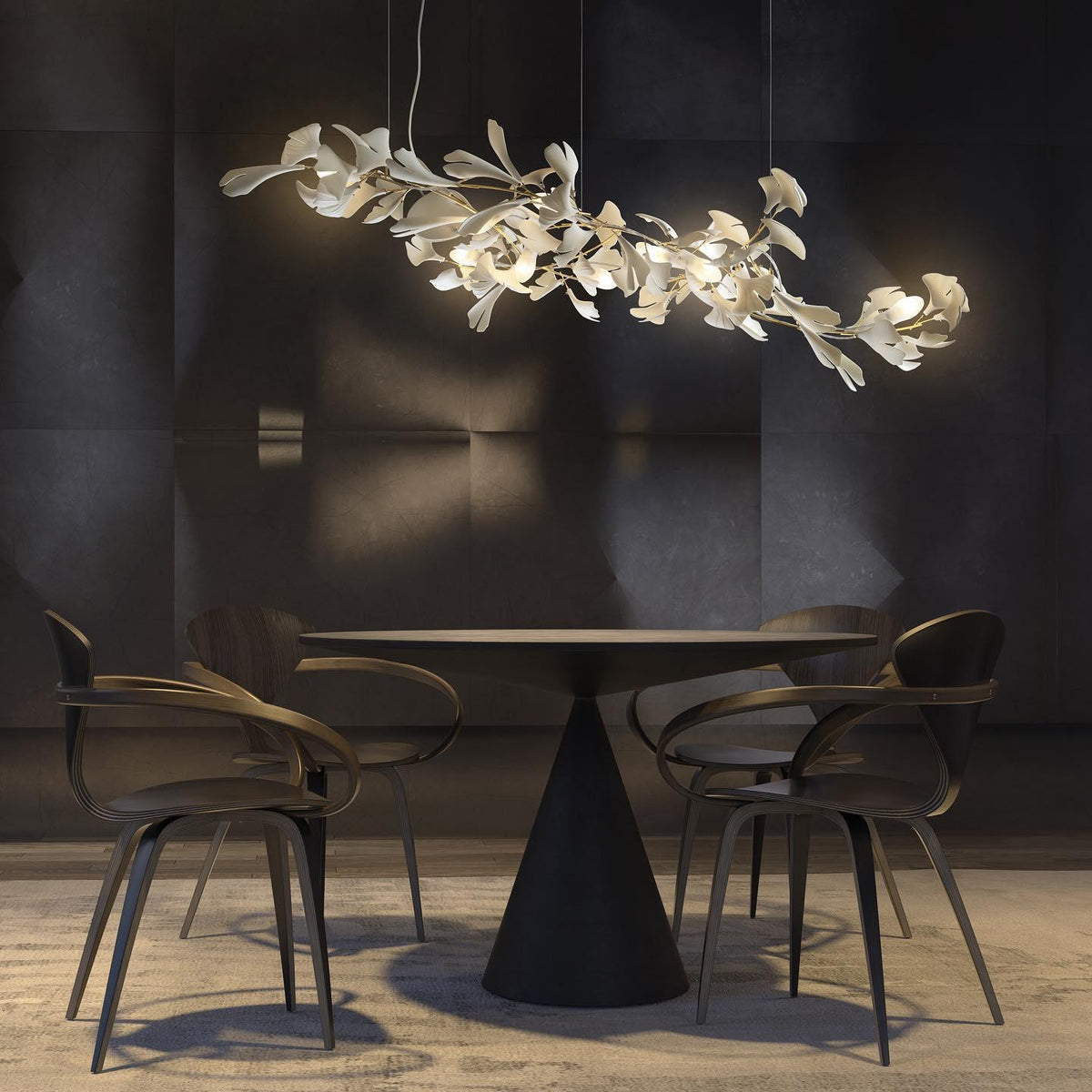 Candeeiro de teto Ceroraine Gingko A em porcelana, LED moderno