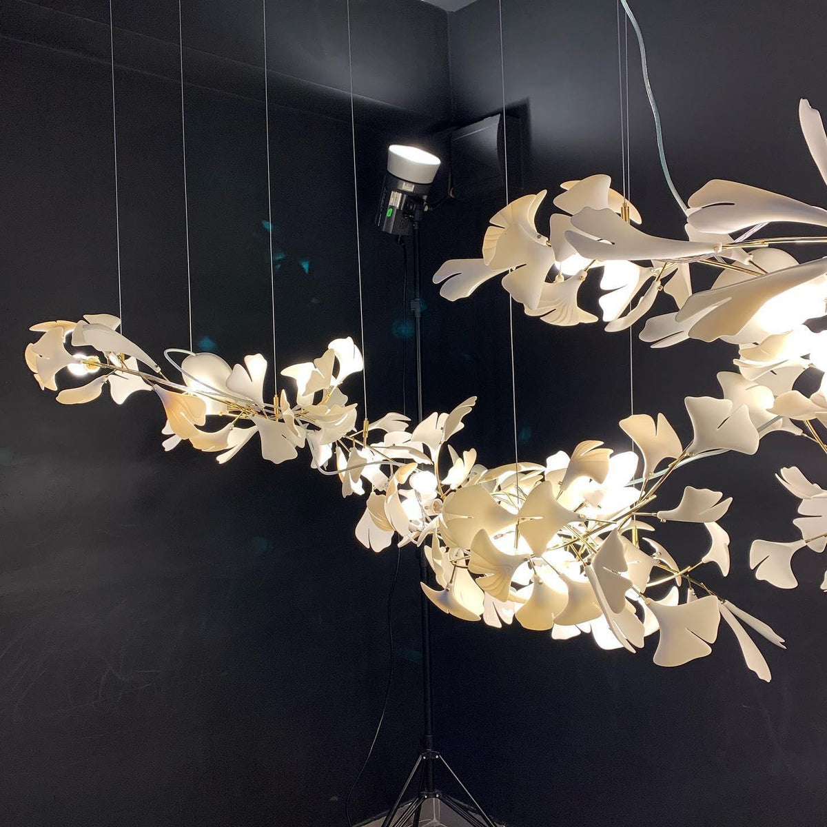 Candeeiro de teto Ceroraine Gingko A em porcelana, LED moderno