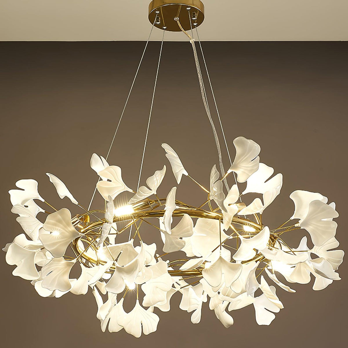 Orelalella ljósakróna með gingko-LED-grein