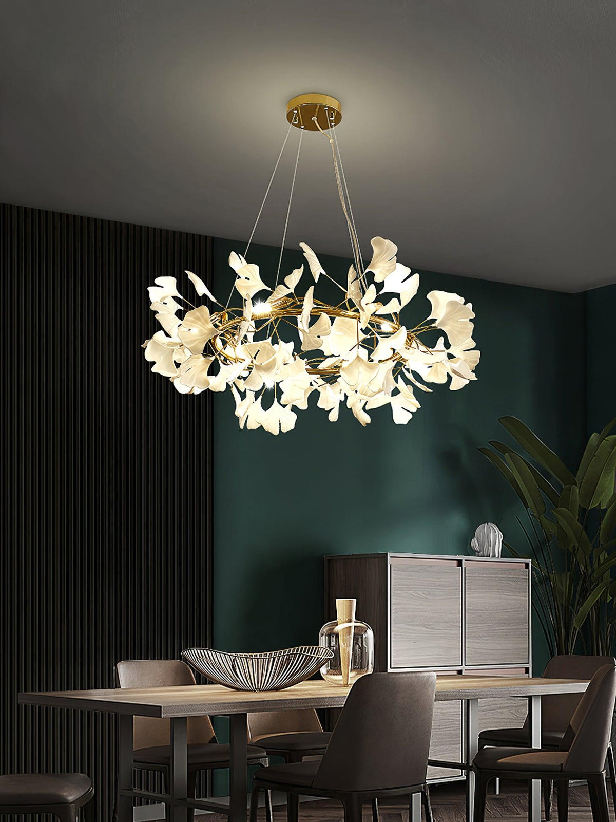 Orelalella ljósakróna með gingko-LED-grein