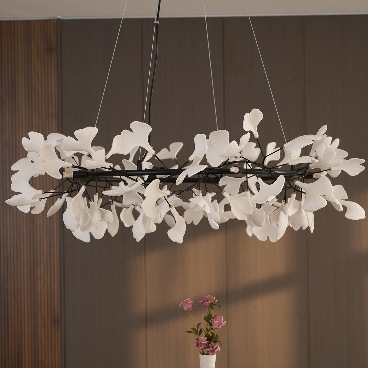 Orelalella ljósakróna með gingko-LED-grein