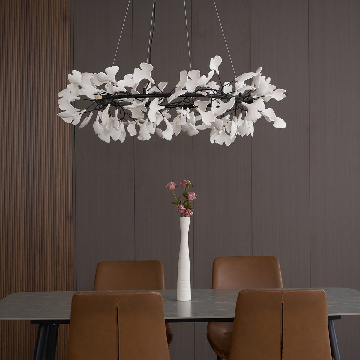 Orelalella ljósakróna með gingko-LED-grein