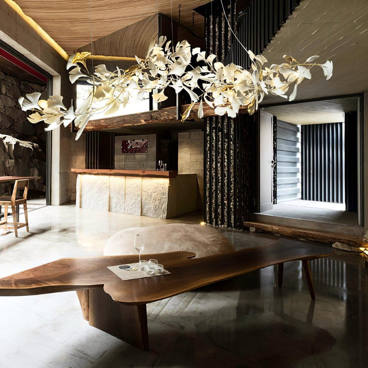 Elorus lysekrone med dobbeltlagskombination af gingko