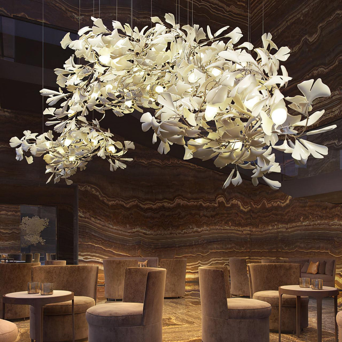 Cereian Chandelier Ceramic Gingko Petal