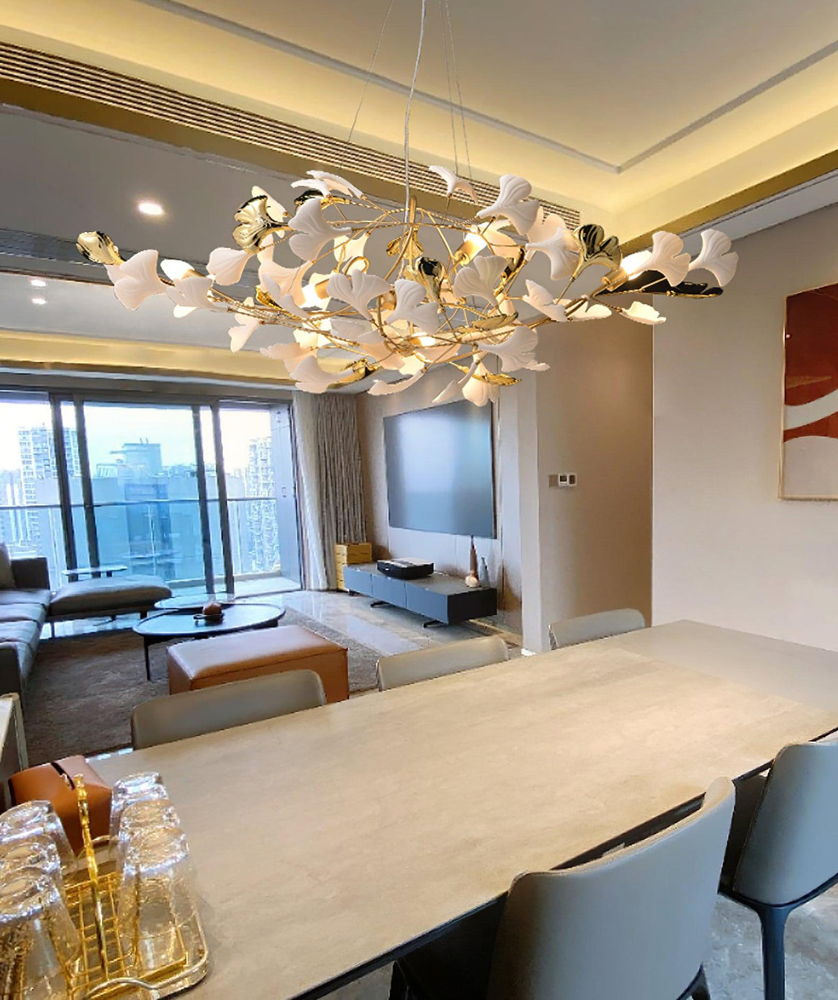 Cereian Chandelier Ceramic Gingko Petal