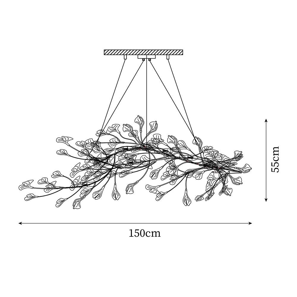 Estrutura de lustre Calix com cúpula de folhas de ginkgo em cerâmica, branco e dourado, moderno
