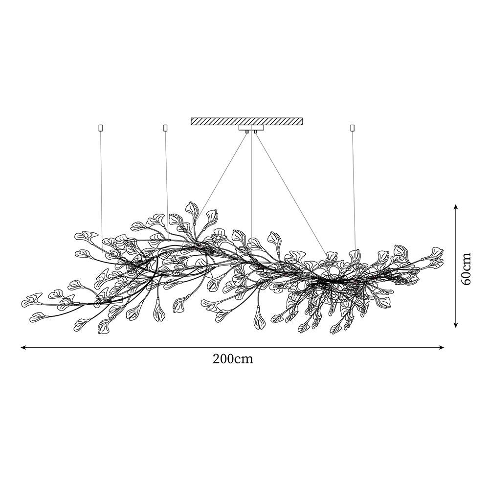 Estrutura de lustre Calix com cúpula de folhas de ginkgo em cerâmica, branco e dourado, moderno